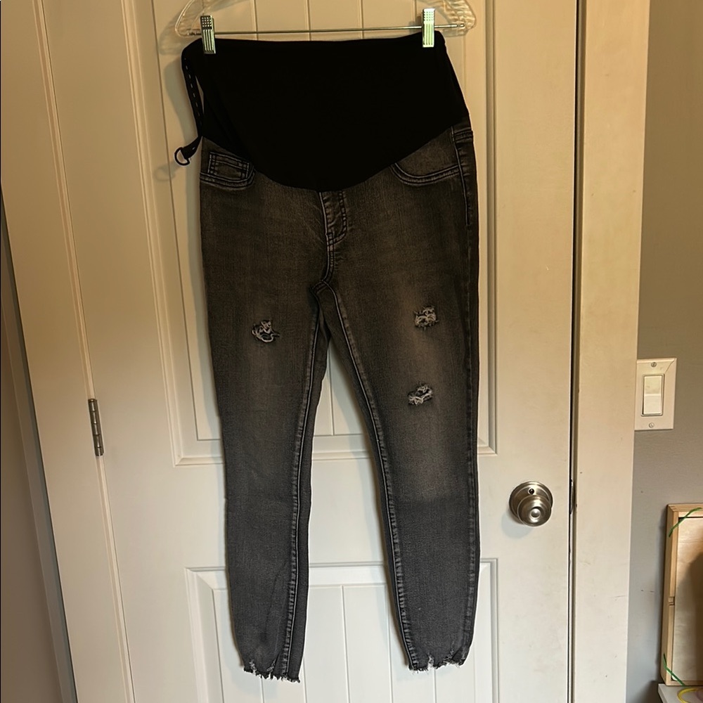 SHEIN Black Skinny Distressed Denim